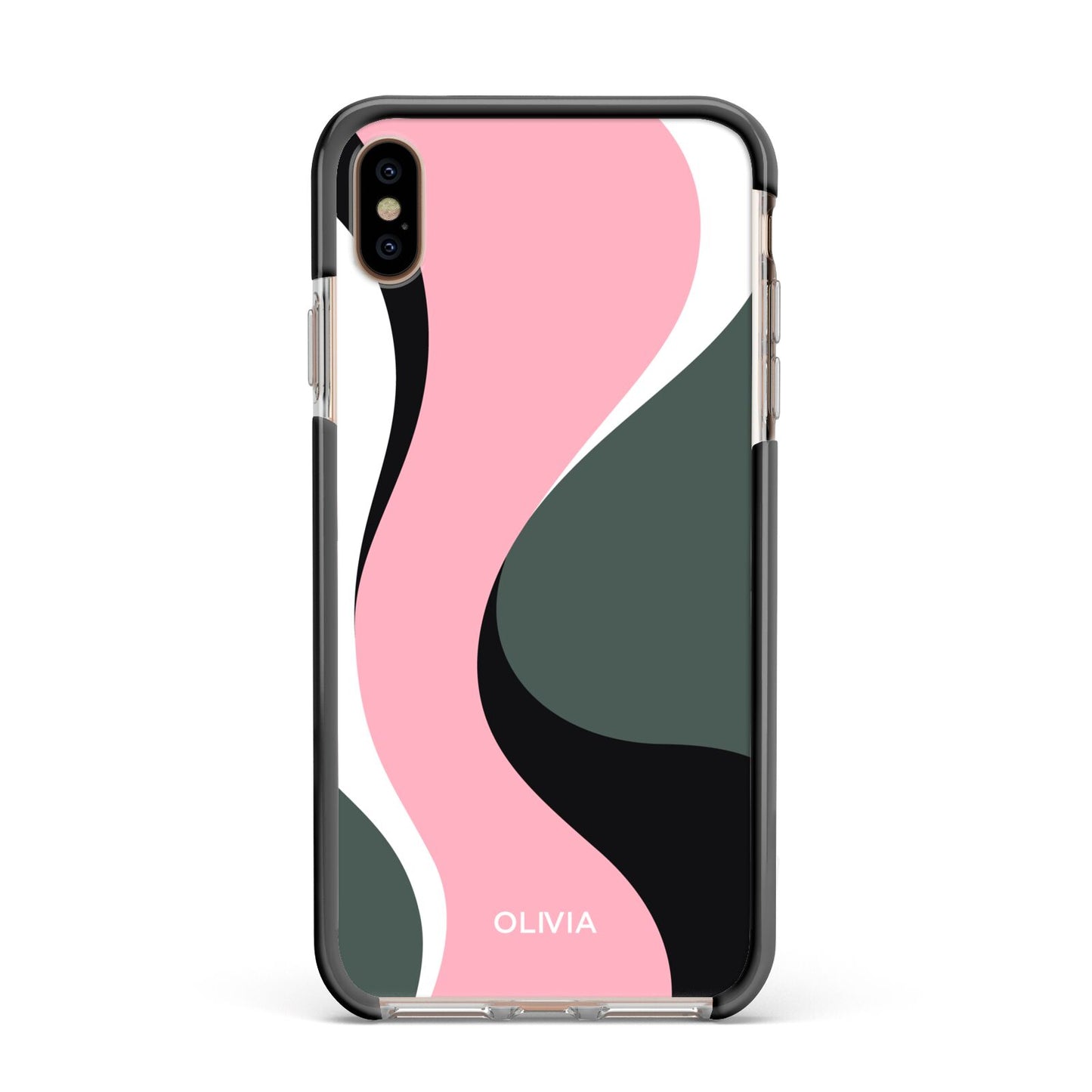 Abstract Name Apple iPhone Xs Max Impact Case Black Edge on Gold Phone