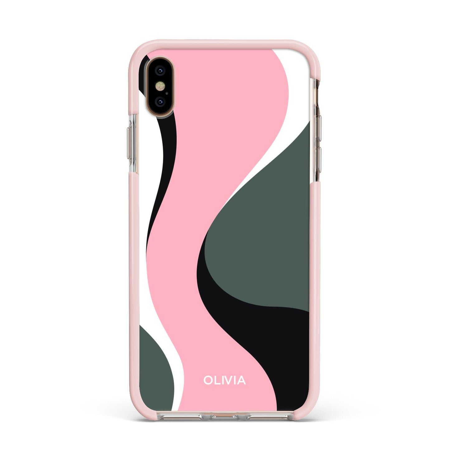 Abstract Name Apple iPhone Xs Max Impact Case Pink Edge on Gold Phone