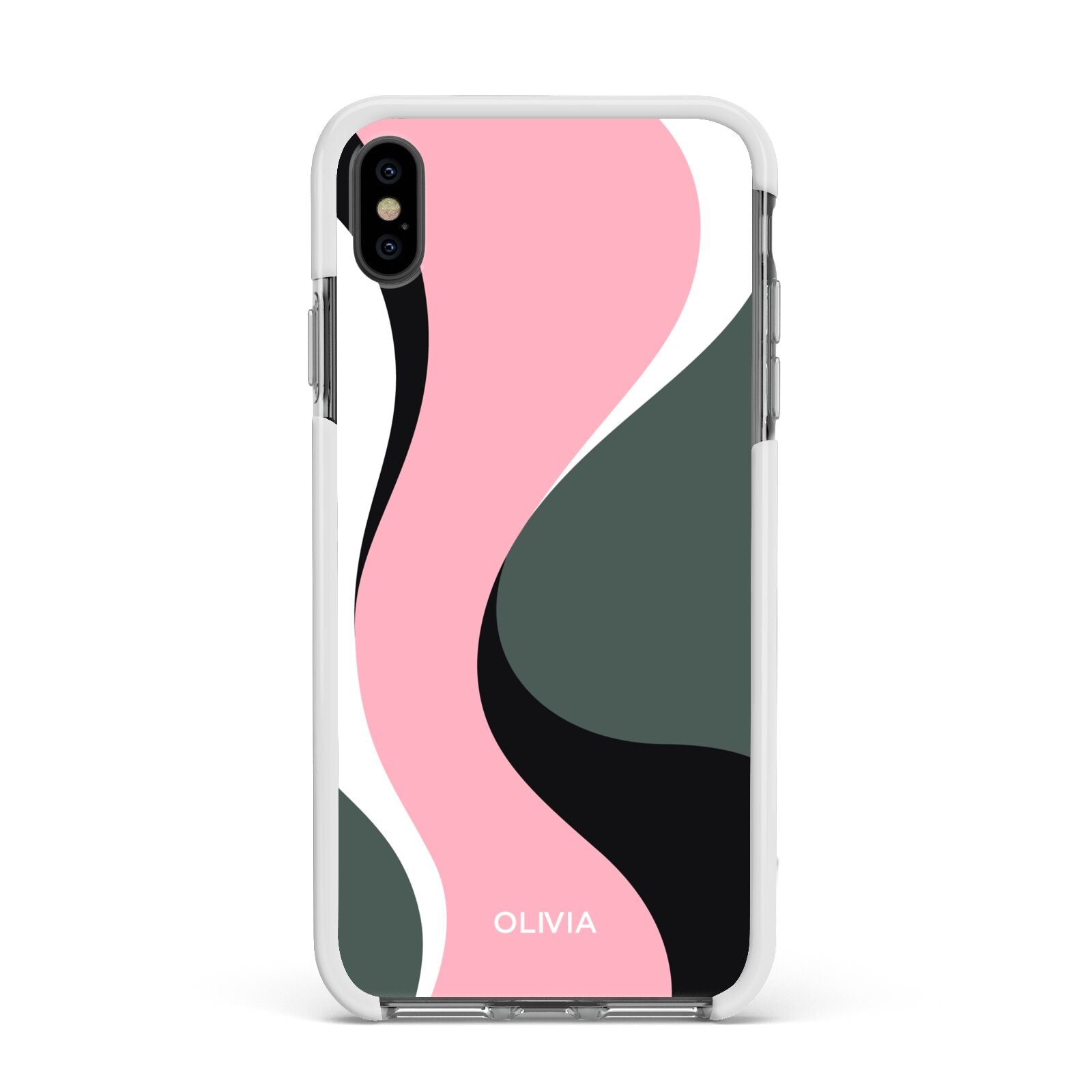 Abstract Name Apple iPhone Xs Max Impact Case White Edge on Black Phone