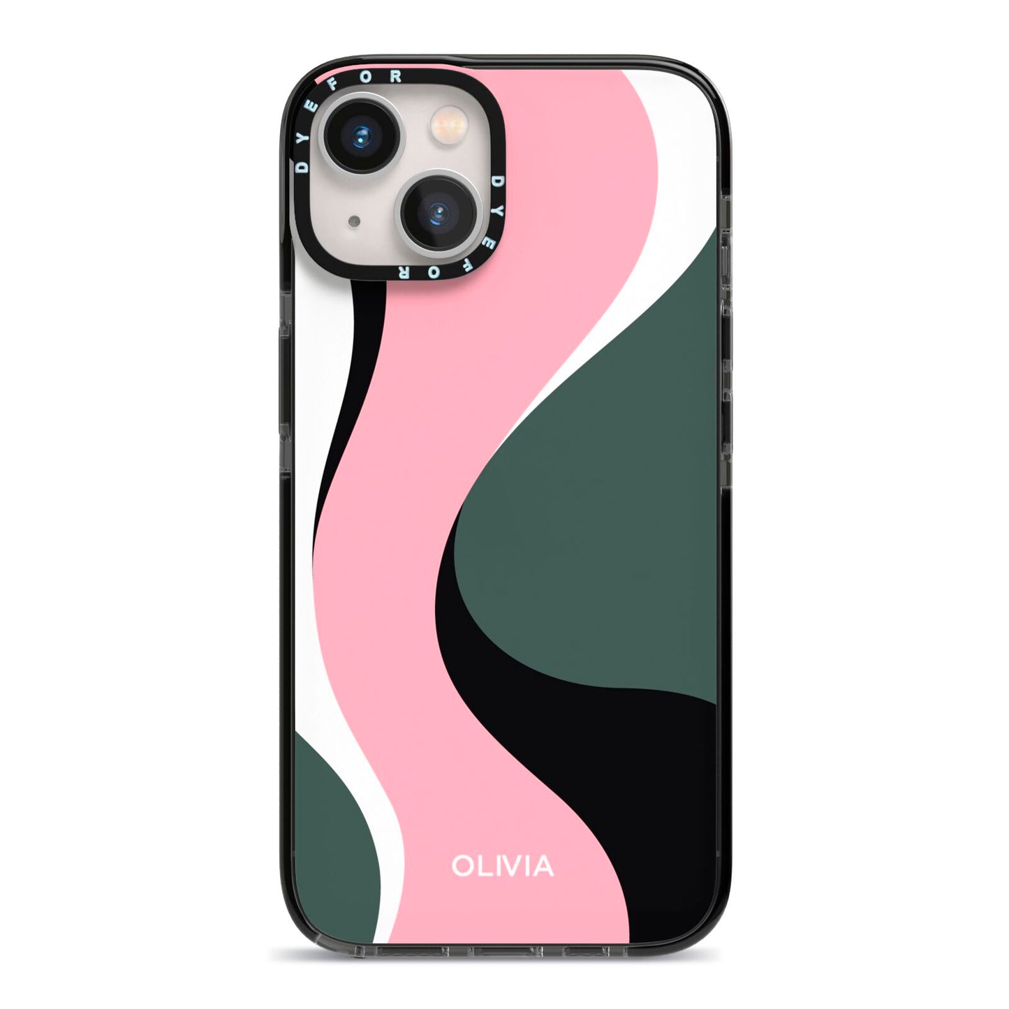 Abstract Name iPhone 13 Black Impact Case on Silver phone