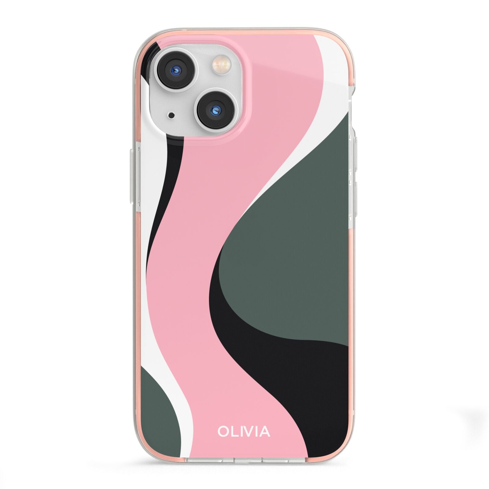Abstract Name iPhone 13 Mini TPU Impact Case with Pink Edges