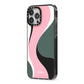 Abstract Name iPhone 13 Pro Max Black Impact Case Side Angle on Silver phone