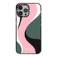 Abstract Name iPhone 13 Pro Max Black Impact Case on Silver phone