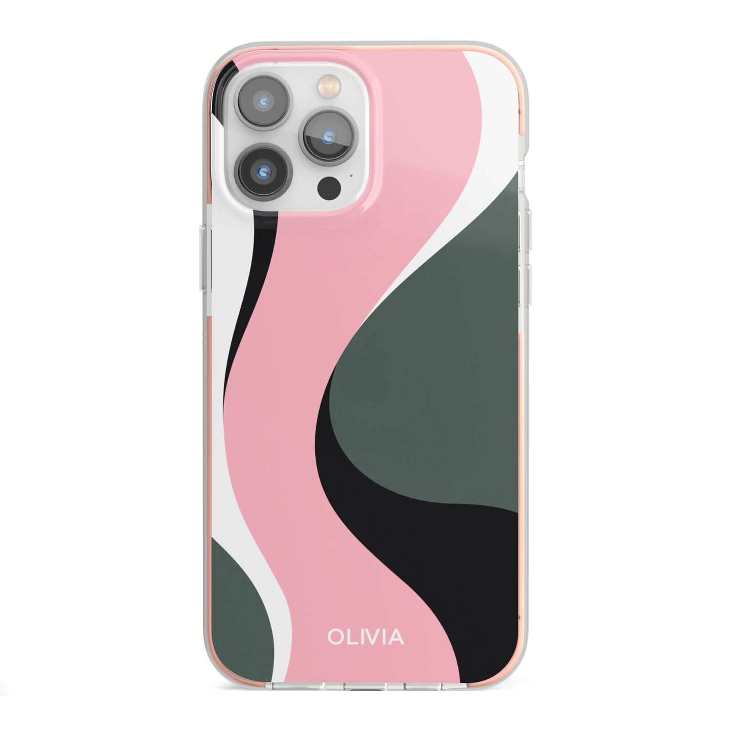 Abstract Name iPhone 13 Pro Max TPU Impact Case with Pink Edges