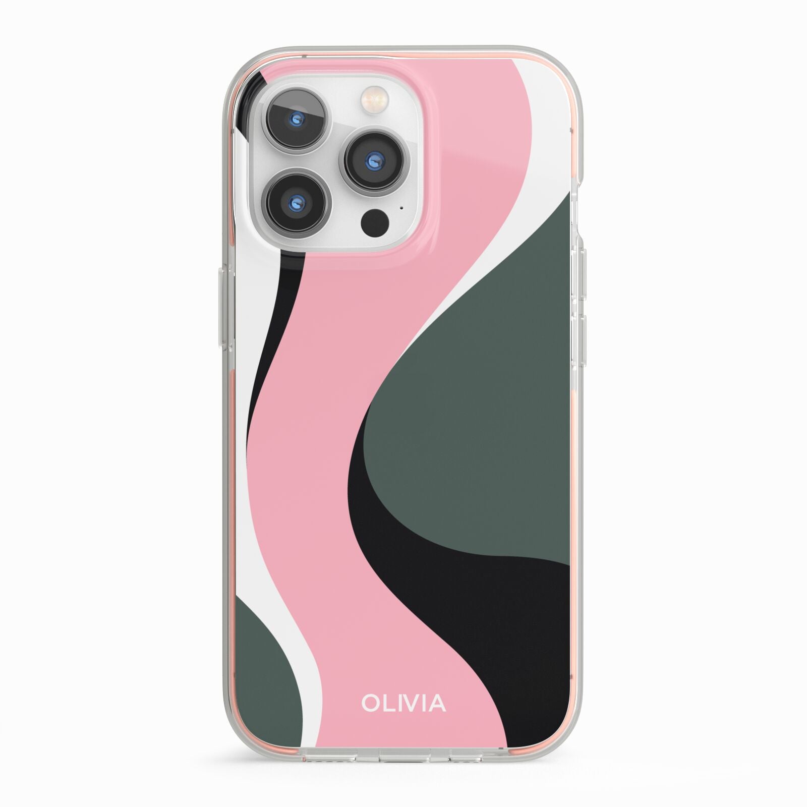 Abstract Name iPhone 13 Pro TPU Impact Case with Pink Edges