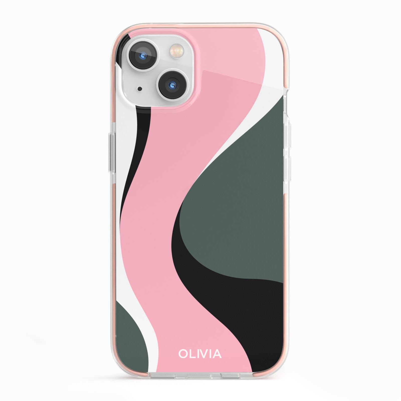 Abstract Name iPhone 13 TPU Impact Case with Pink Edges