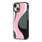 Abstract Name iPhone 14 Black Impact Case Side Angle on Silver phone