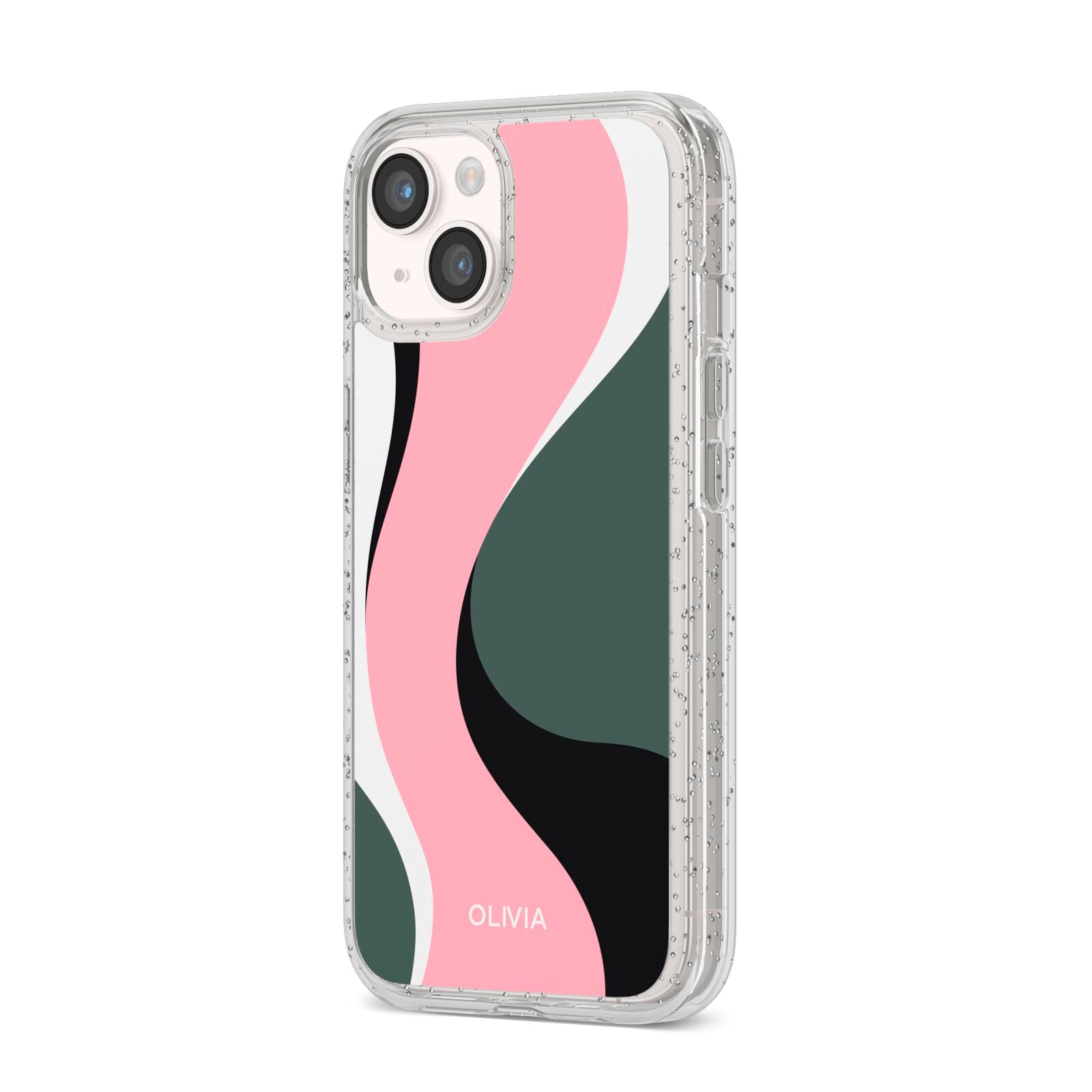 Abstract Name iPhone 14 Glitter Tough Case Starlight Angled Image