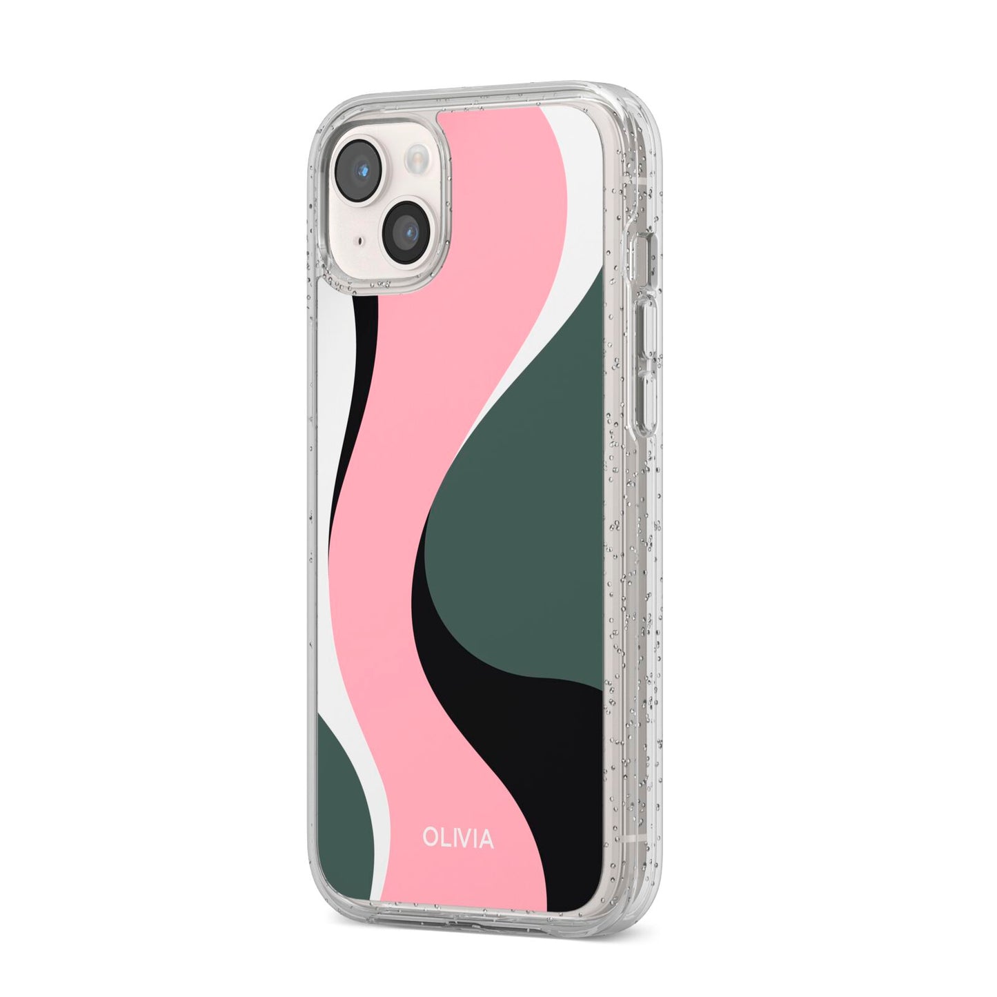 Abstract Name iPhone 14 Plus Glitter Tough Case Starlight Angled Image