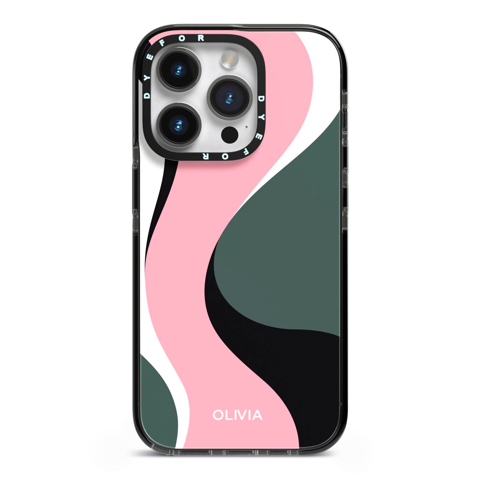 Abstract Name iPhone 14 Pro Black Impact Case on Silver phone
