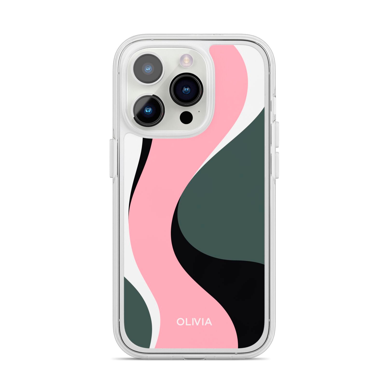 Abstract Name iPhone 14 Pro Clear Tough Case Silver