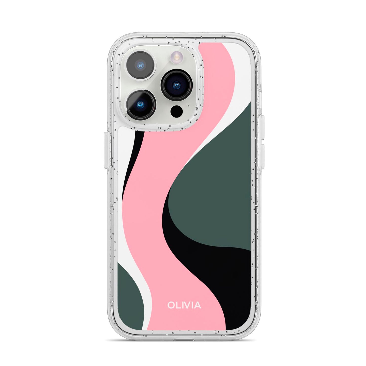 Abstract Name iPhone 14 Pro Glitter Tough Case Silver