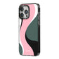 Abstract Name iPhone 14 Pro Max Black Impact Case Side Angle on Silver phone