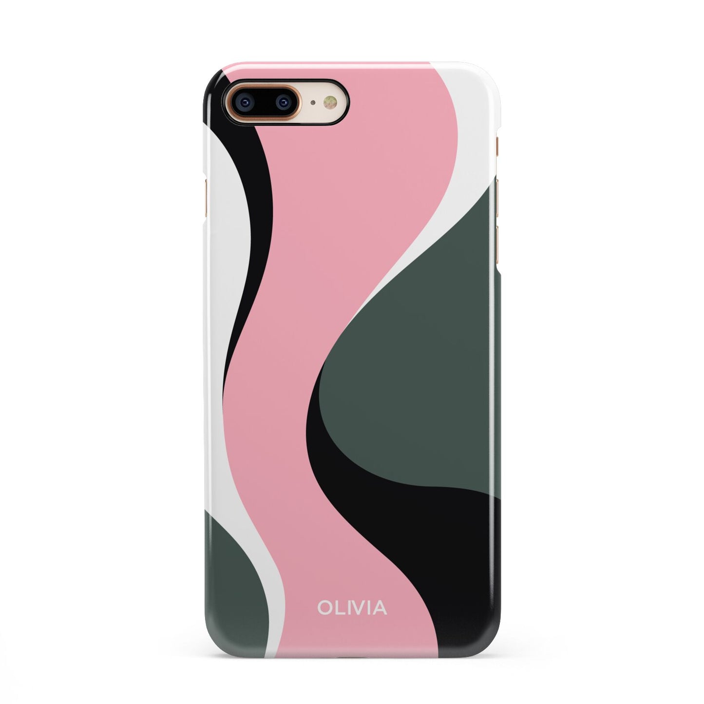 Abstract Name iPhone 8 Plus 3D Snap Case on Gold Phone