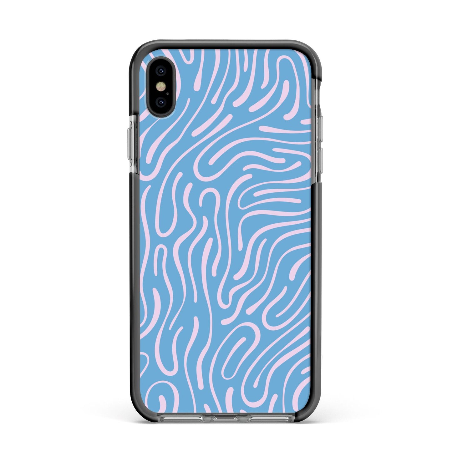 Abstract Ocean Pattern Apple iPhone Xs Max Impact Case Black Edge on Black Phone