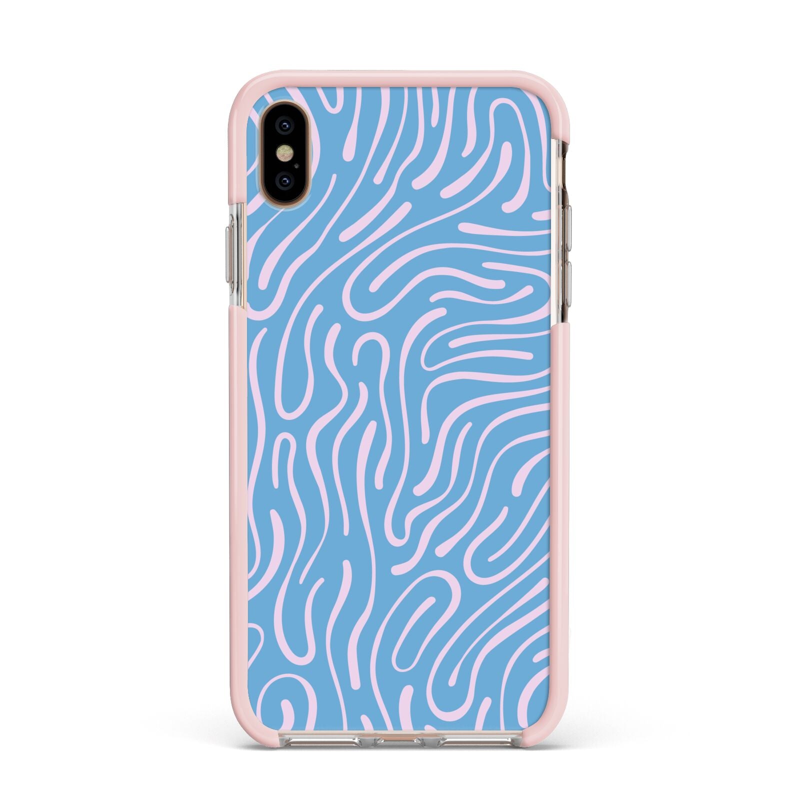 Abstract Ocean Pattern Apple iPhone Xs Max Impact Case Pink Edge on Gold Phone