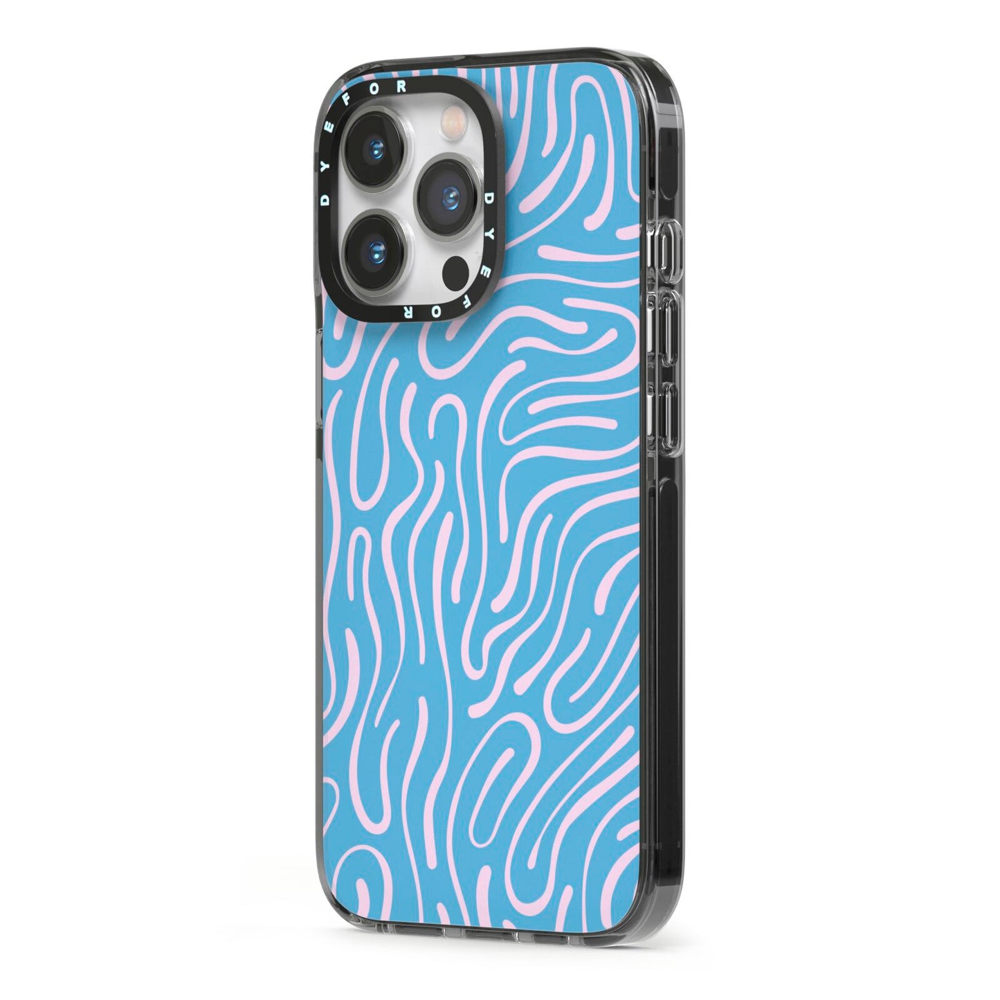 Abstract Ocean Pattern iPhone 13 Pro Black Impact Case Side Angle on Silver phone