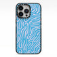 Abstract Ocean Pattern iPhone 13 Pro Black Impact Case on Silver phone
