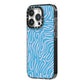 Abstract Ocean Pattern iPhone 14 Pro Black Impact Case Side Angle on Silver phone