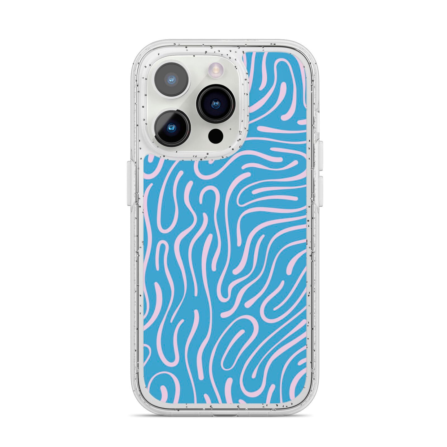 Abstract Ocean Pattern iPhone 14 Pro Glitter Tough Case Silver