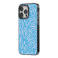 Abstract Ocean Pattern iPhone 14 Pro Max Black Impact Case Side Angle on Silver phone