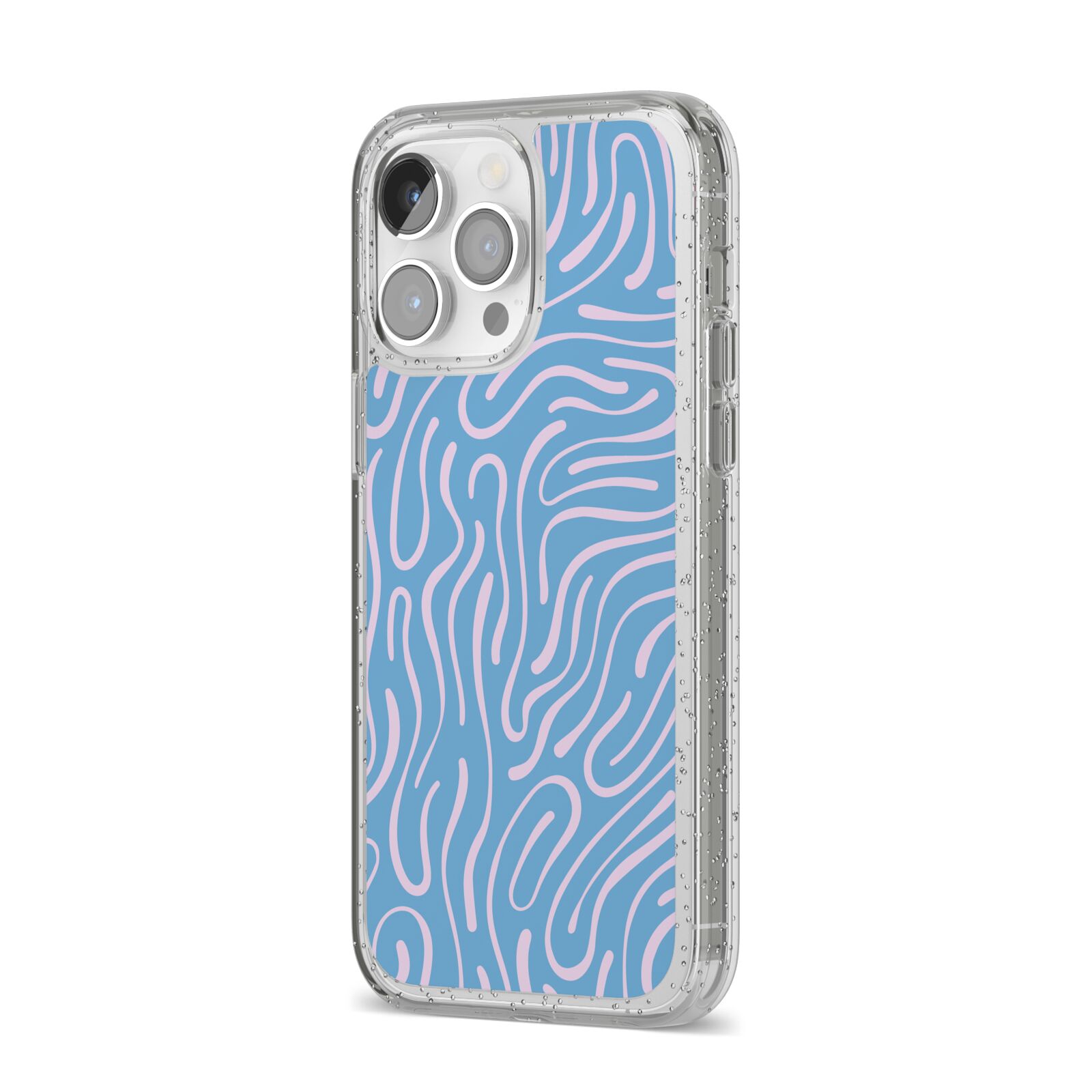 Abstract Ocean Pattern iPhone 14 Pro Max Glitter Tough Case Silver Angled Image