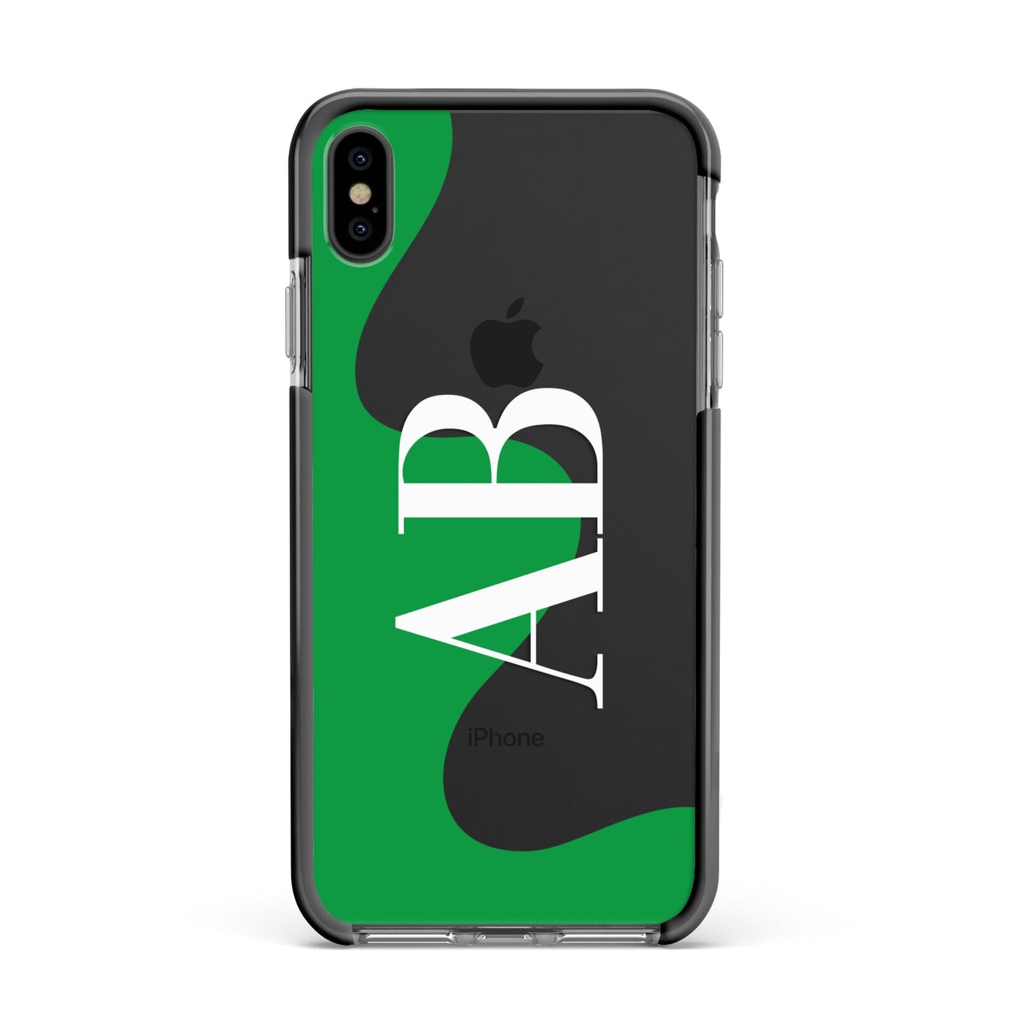 Abstract Personalised Initials Apple iPhone Xs Max Impact Case Black Edge on Black Phone