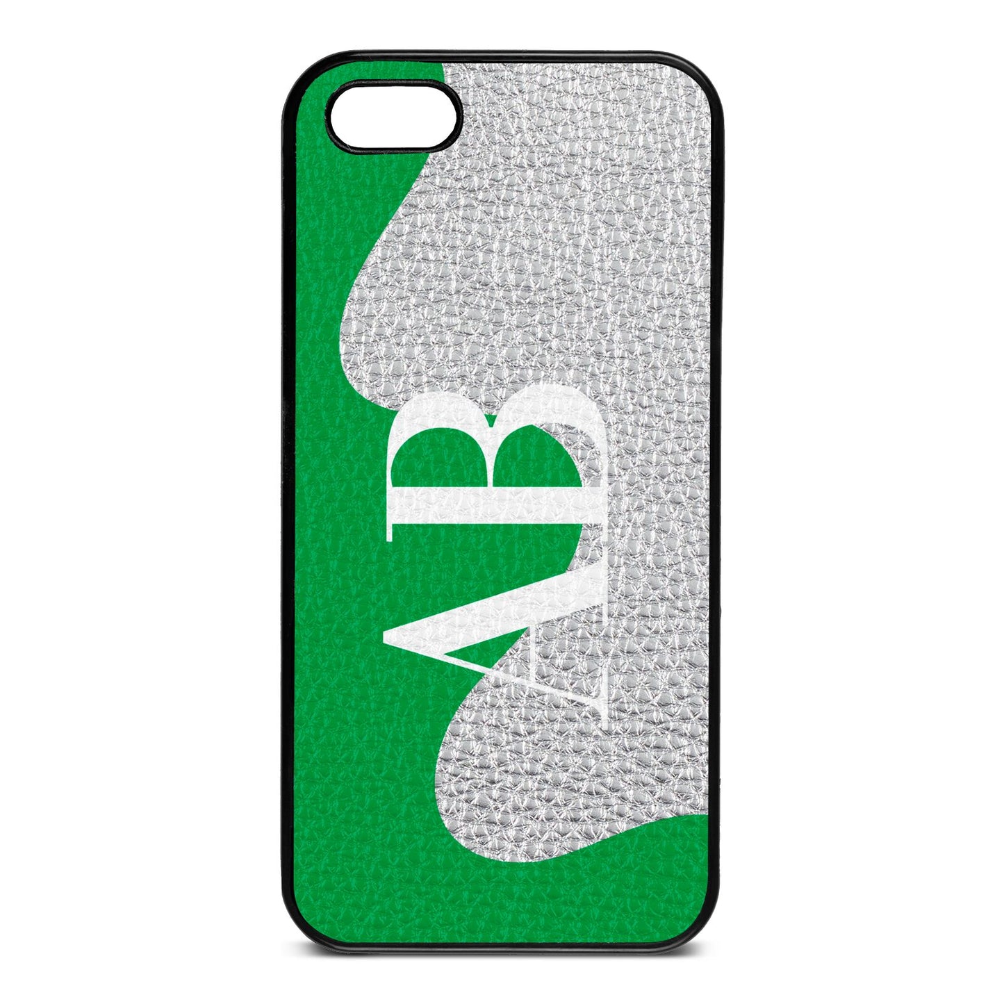 Abstract Personalised Initials Silver Pebble Leather iPhone 5 Case