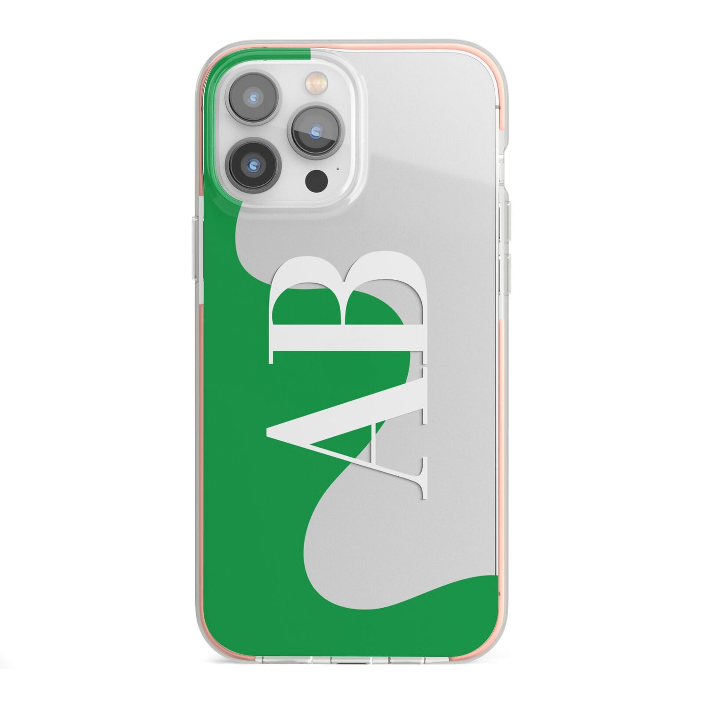 Abstract Personalised Initials iPhone 13 Pro Max TPU Impact Case with Pink Edges