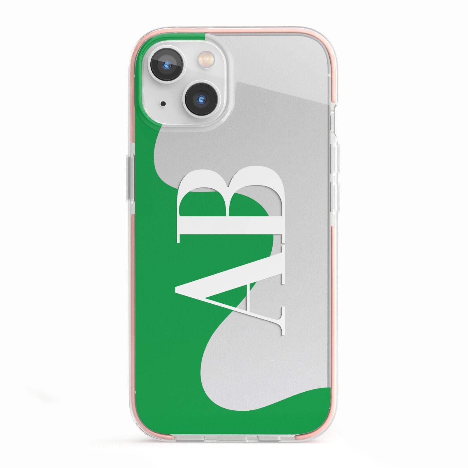 Abstract Personalised Initials iPhone 13 TPU Impact Case with Pink Edges