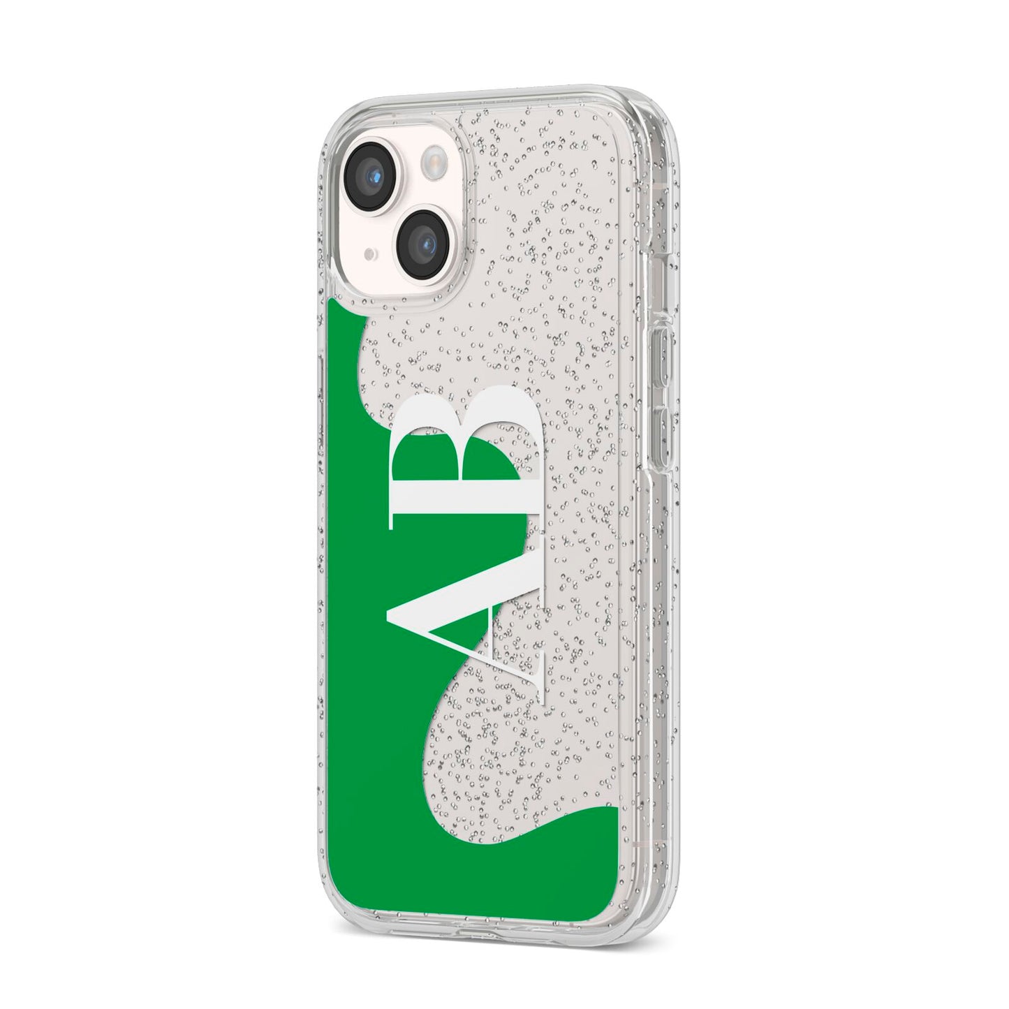 Abstract Personalised Initials iPhone 14 Glitter Tough Case Starlight Angled Image