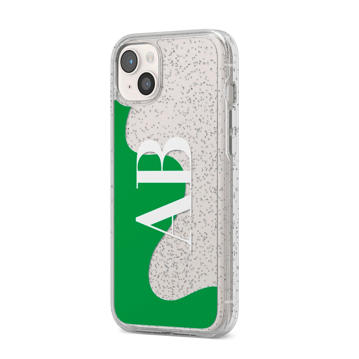 Abstract Personalised Initials iPhone 14 Plus Glitter Tough Case Starlight Angled Image