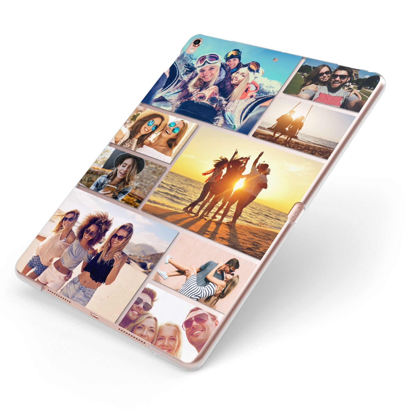 Abstract Photo Collage Upload Apple iPad Case on Rose Gold iPad Side View