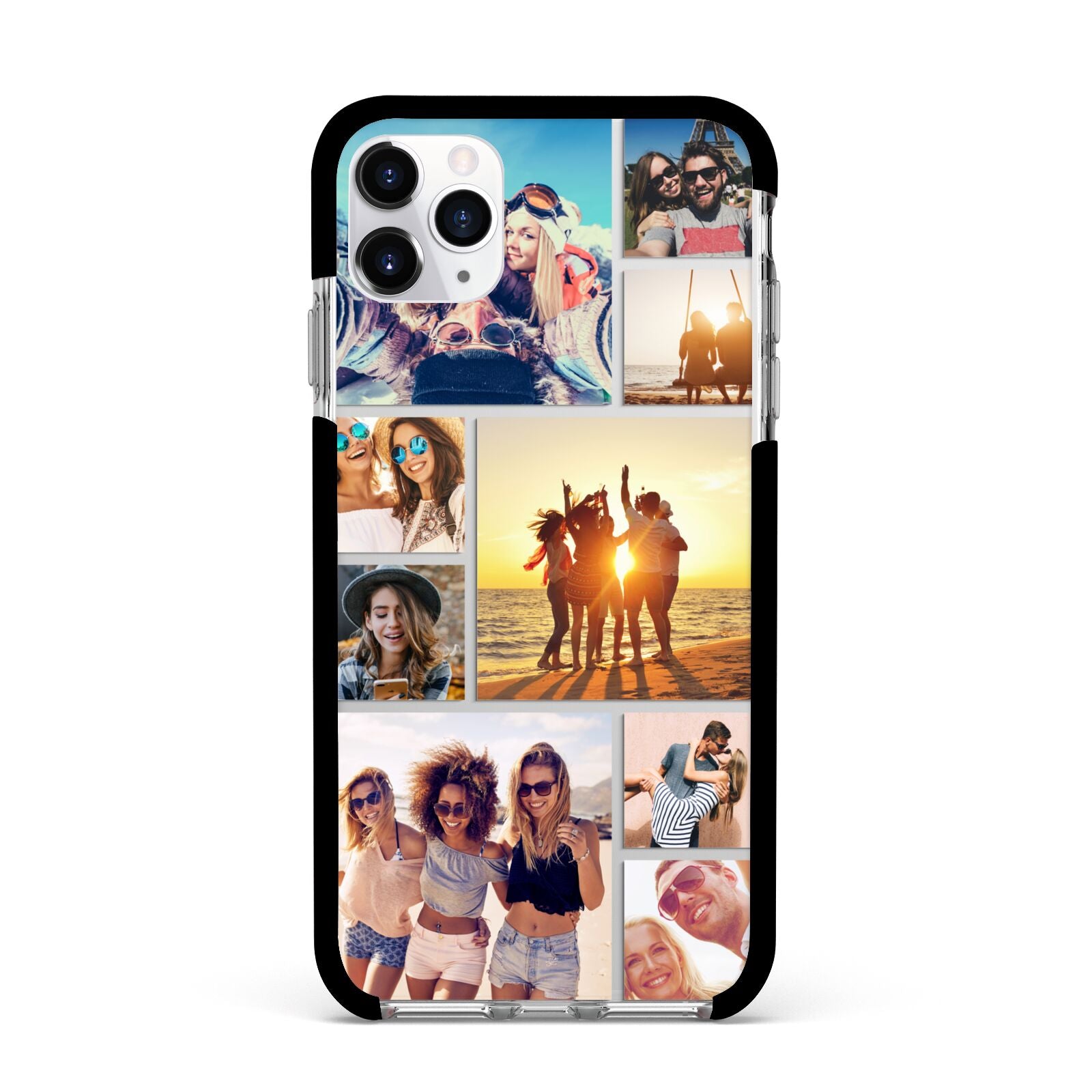 Abstract Photo Collage Upload Apple iPhone 11 Pro Max in Silver with Black Impact Case