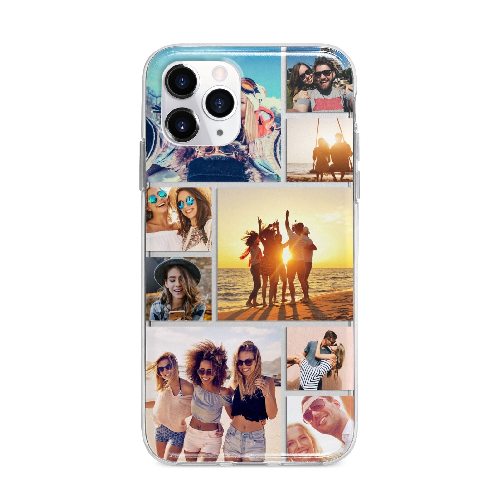 Abstract Photo Collage Upload Apple iPhone 11 Pro in Silver with Bumper Case