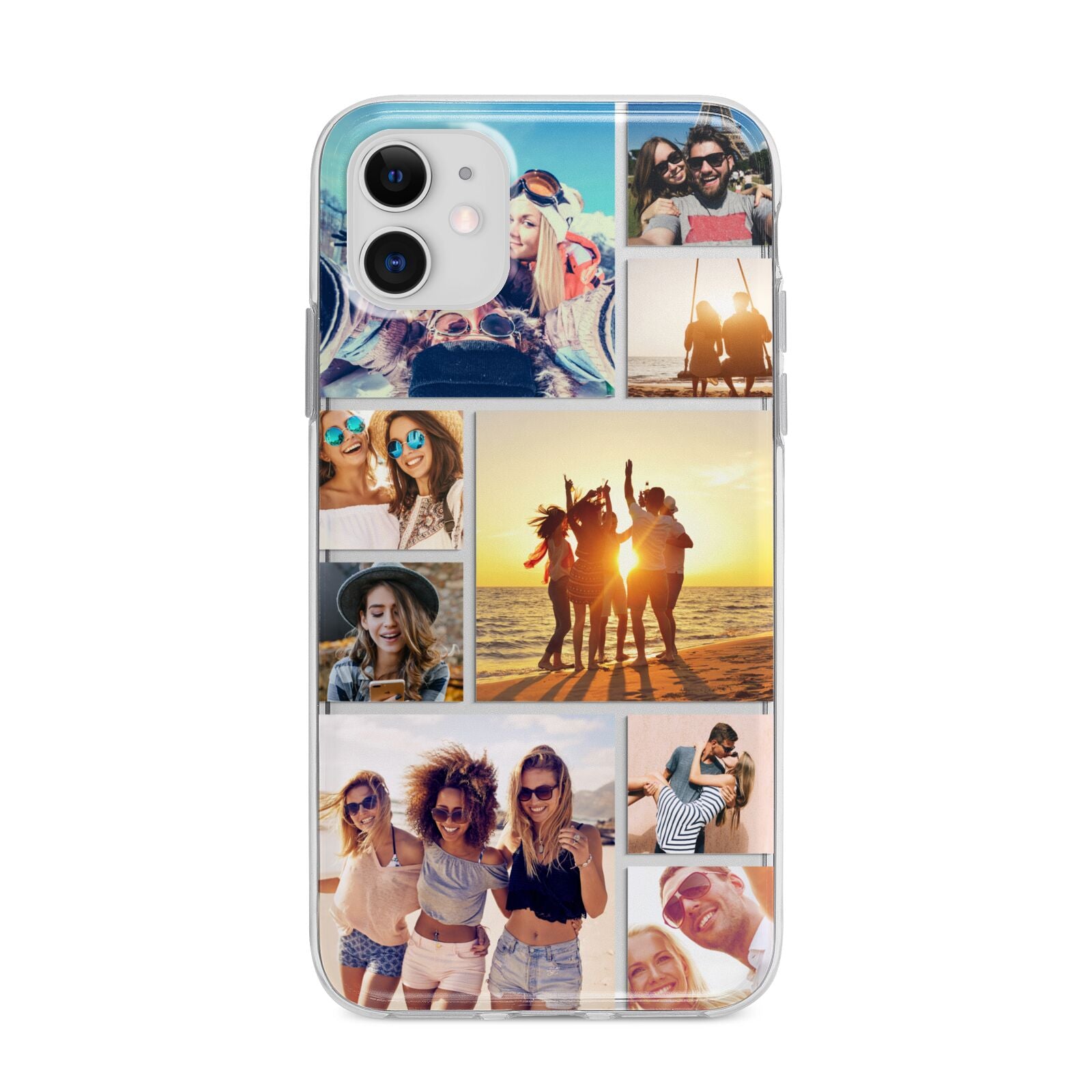 Abstract Photo Collage Upload Apple iPhone 11 in White with Bumper Case
