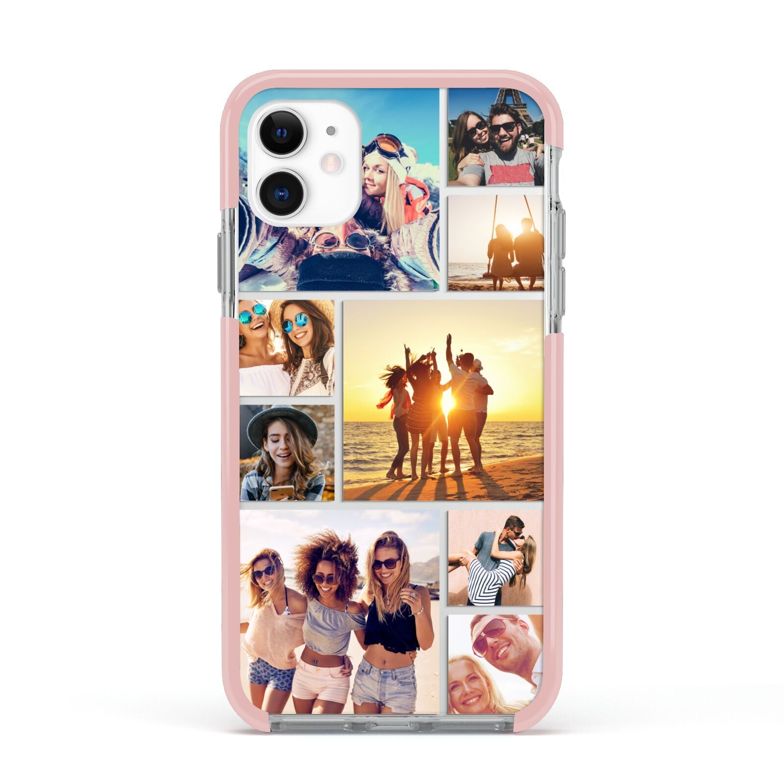 Abstract Photo Collage Upload Apple iPhone 11 in White with Pink Impact Case