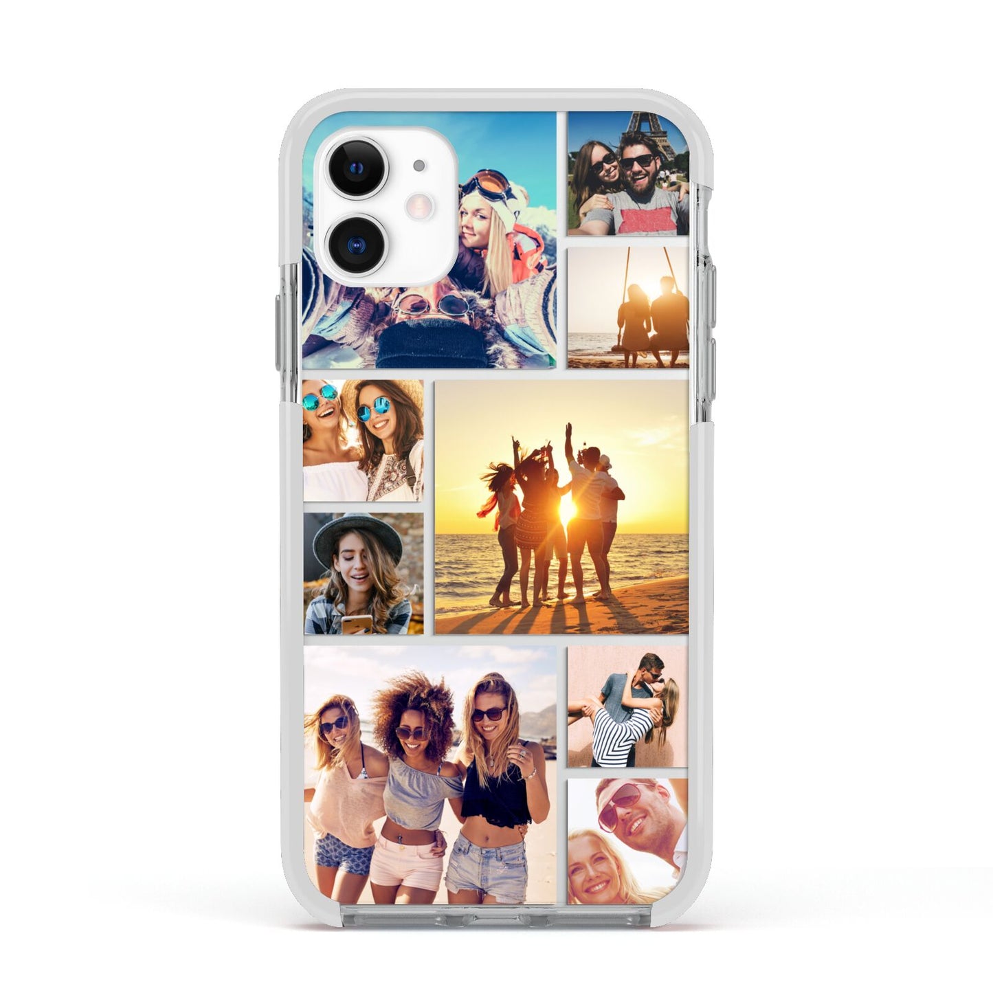 Abstract Photo Collage Upload Apple iPhone 11 in White with White Impact Case