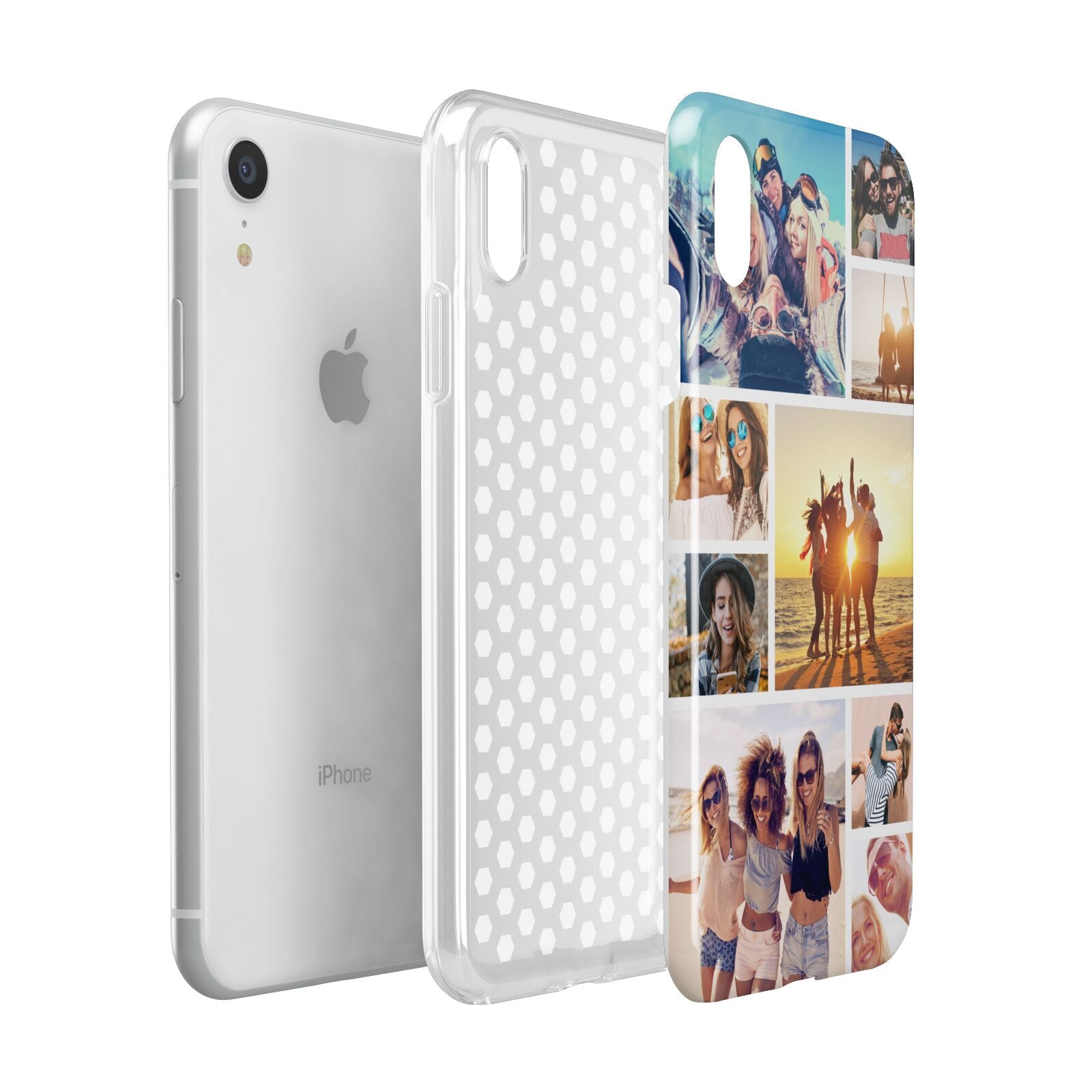 Abstract Photo Collage Upload Apple iPhone XR White 3D Tough Case Expanded view