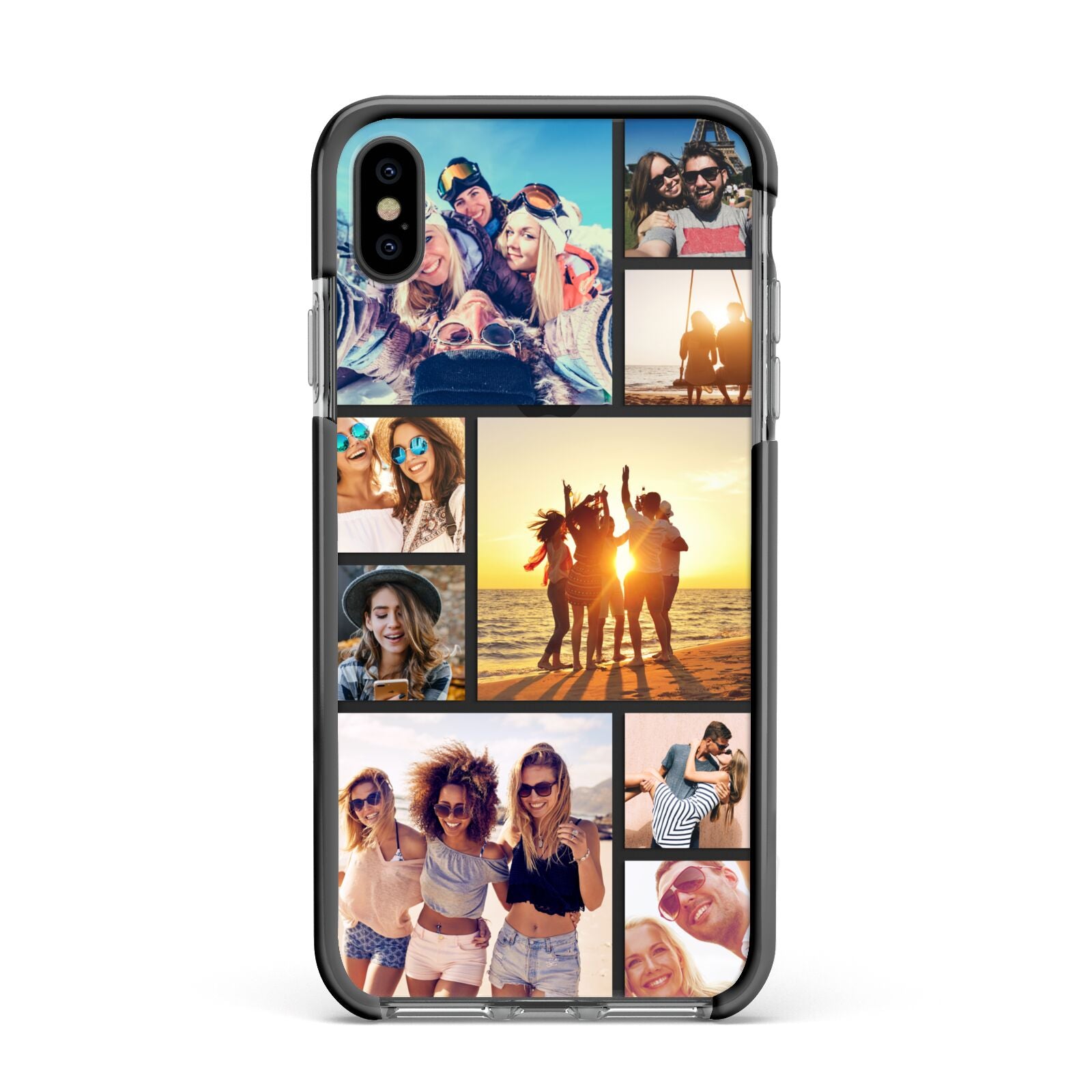 Abstract Photo Collage Upload Apple iPhone Xs Max Impact Case Black Edge on Black Phone