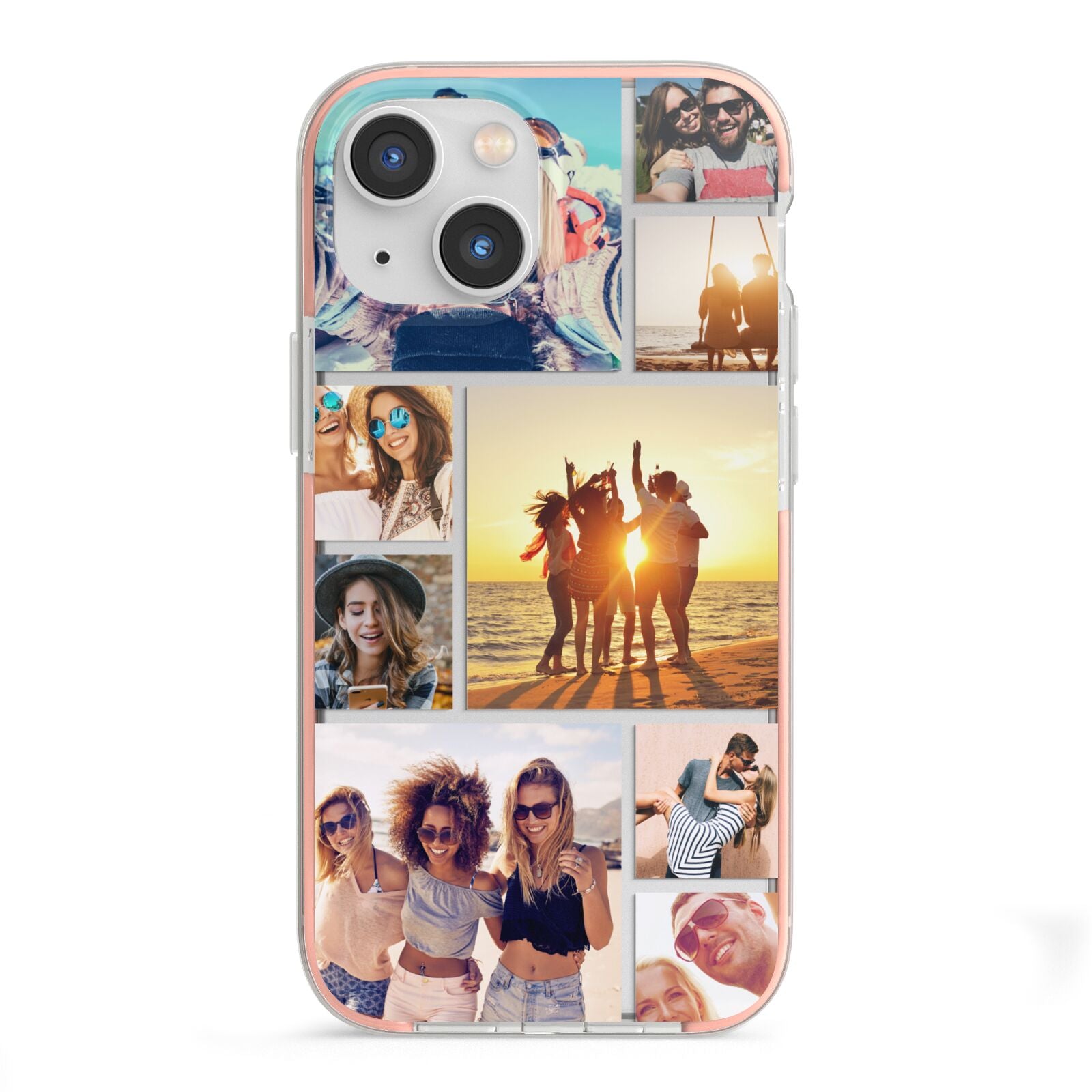 Abstract Photo Collage Upload iPhone 13 Mini TPU Impact Case with Pink Edges