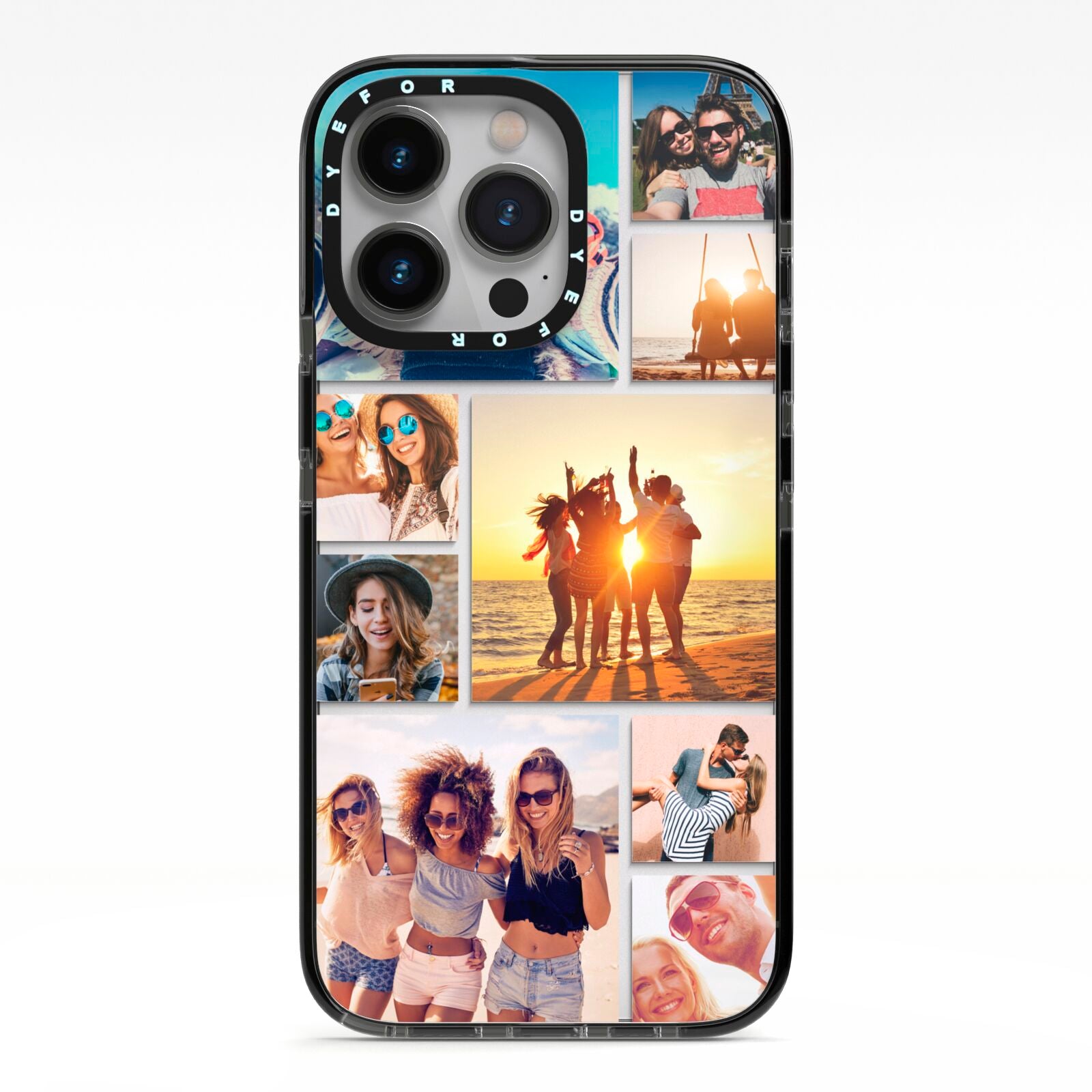 Abstract Photo Collage Upload iPhone 13 Pro Black Impact Case on Silver phone
