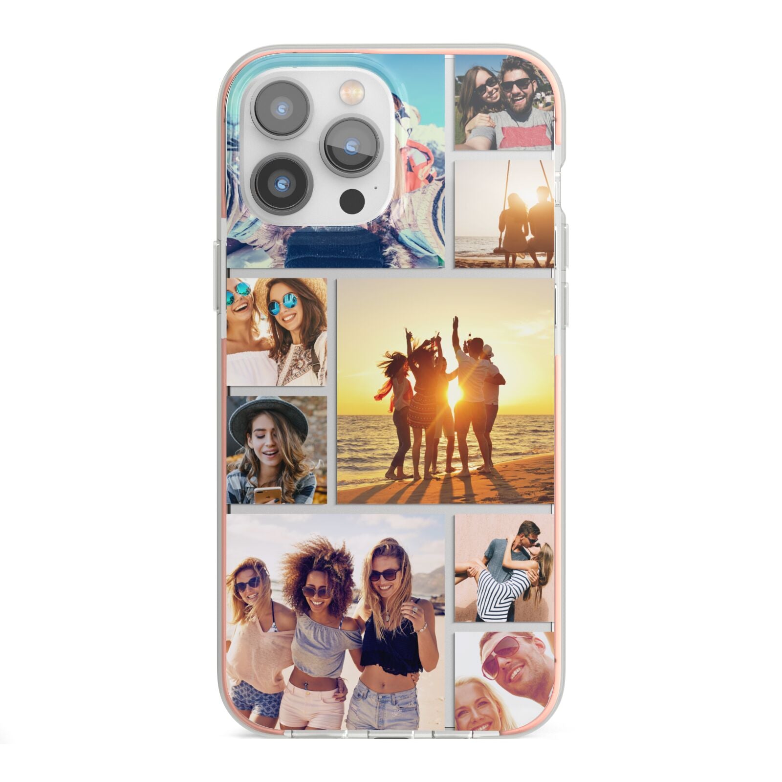 Abstract Photo Collage Upload iPhone 13 Pro Max TPU Impact Case with Pink Edges