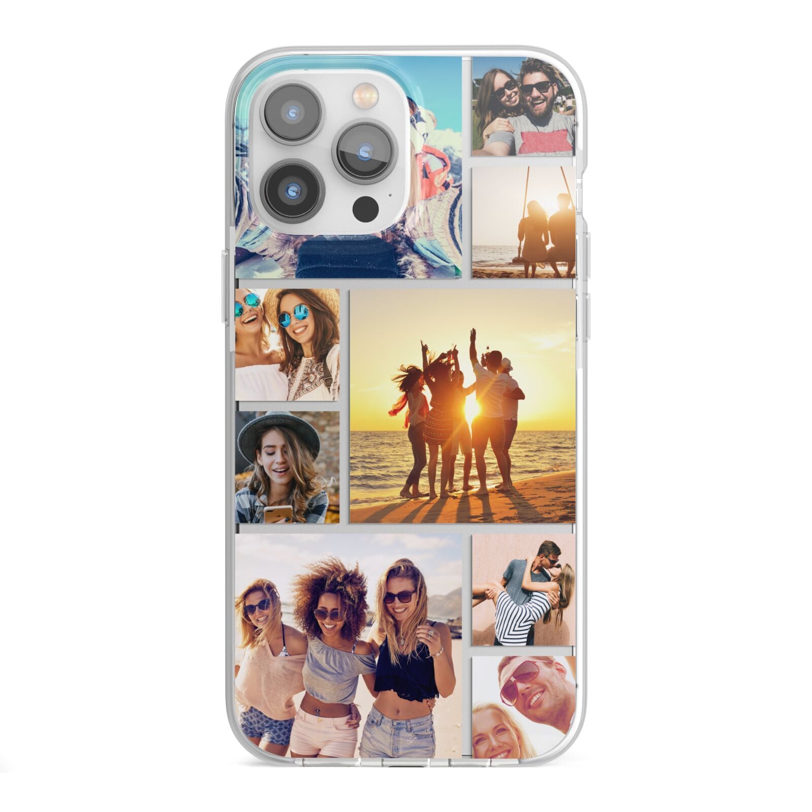Abstract Photo Collage Upload iPhone 13 Pro Max TPU Impact Case with White Edges