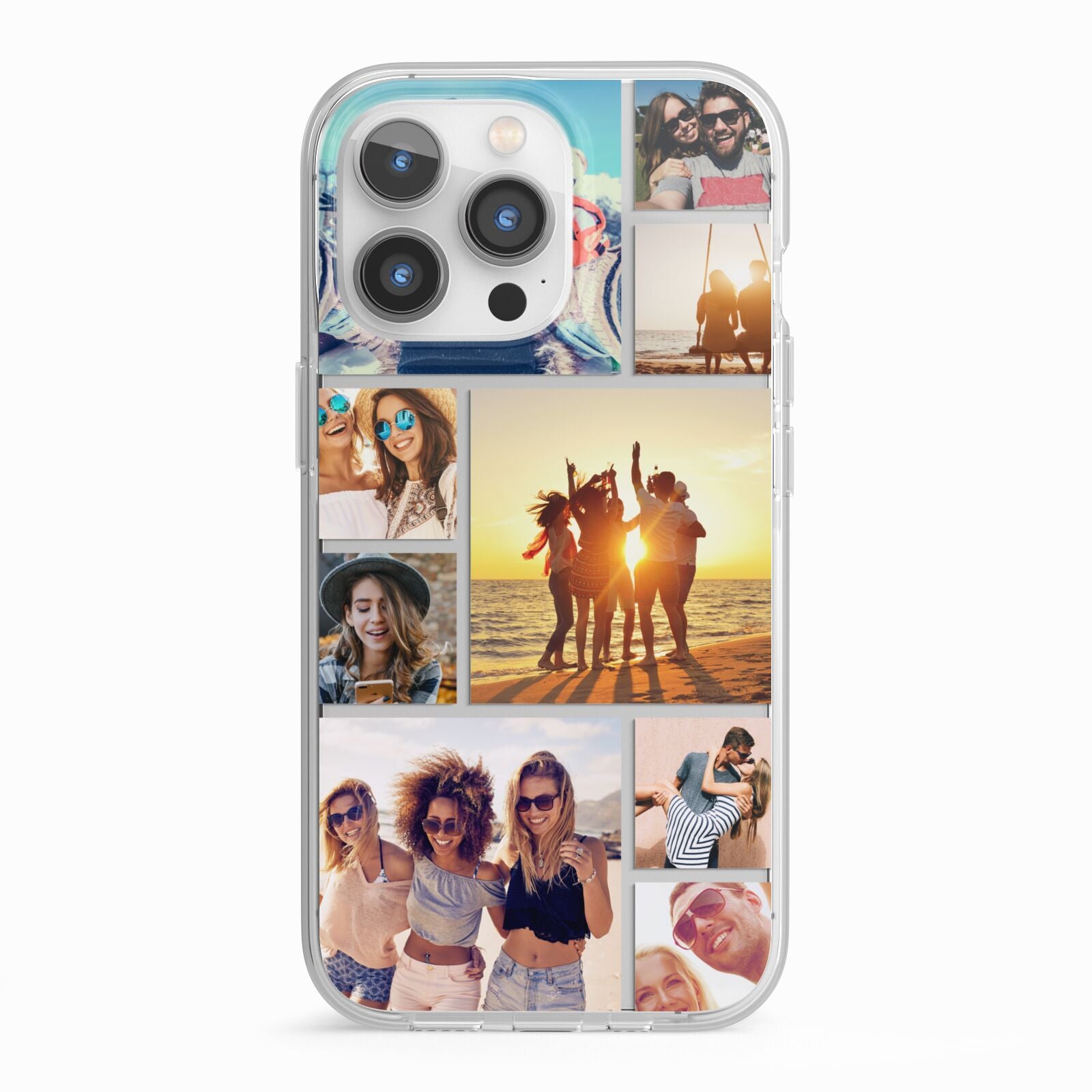 Abstract Photo Collage Upload iPhone 13 Pro TPU Impact Case with White Edges