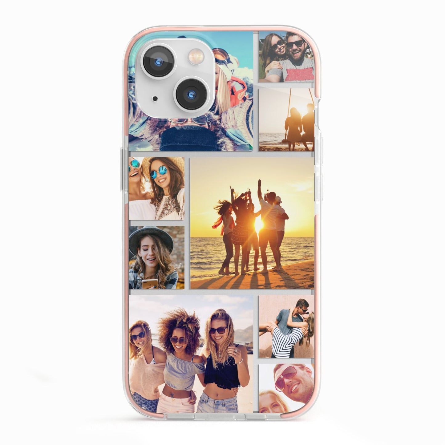 Abstract Photo Collage Upload iPhone 13 TPU Impact Case with Pink Edges