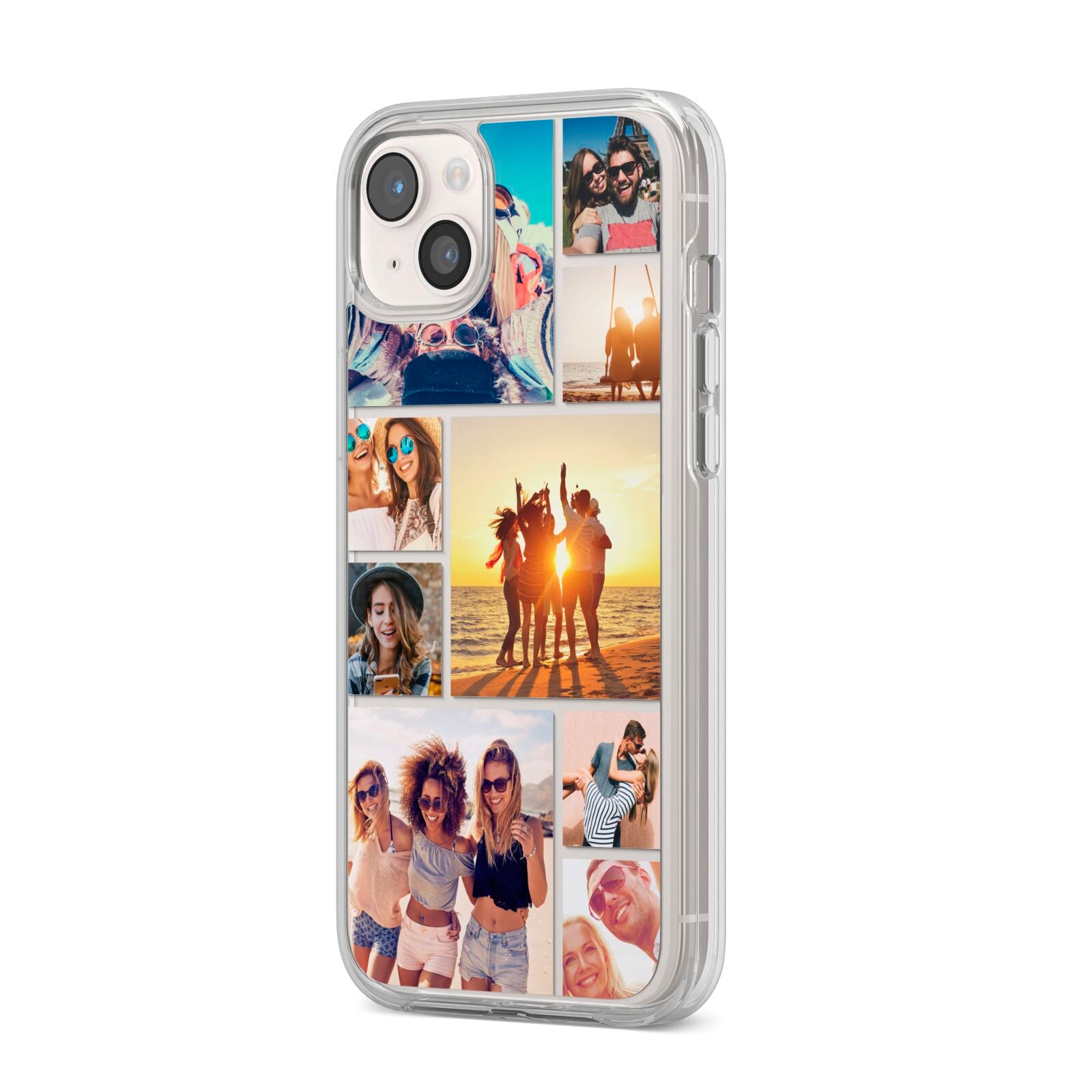 Abstract Photo Collage Upload iPhone 14 Plus Clear Tough Case Starlight Angled Image