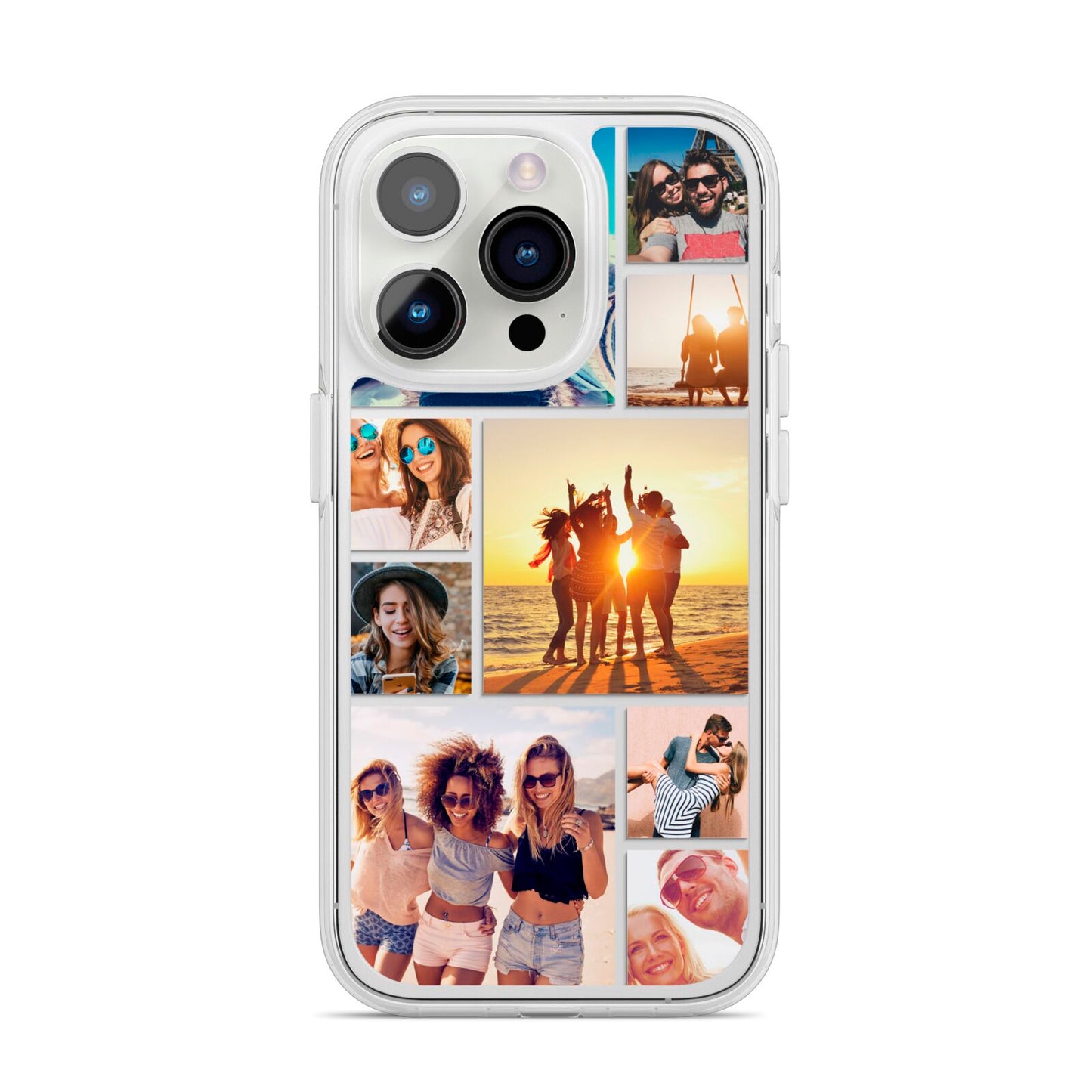Abstract Photo Collage Upload iPhone 14 Pro Clear Tough Case Silver