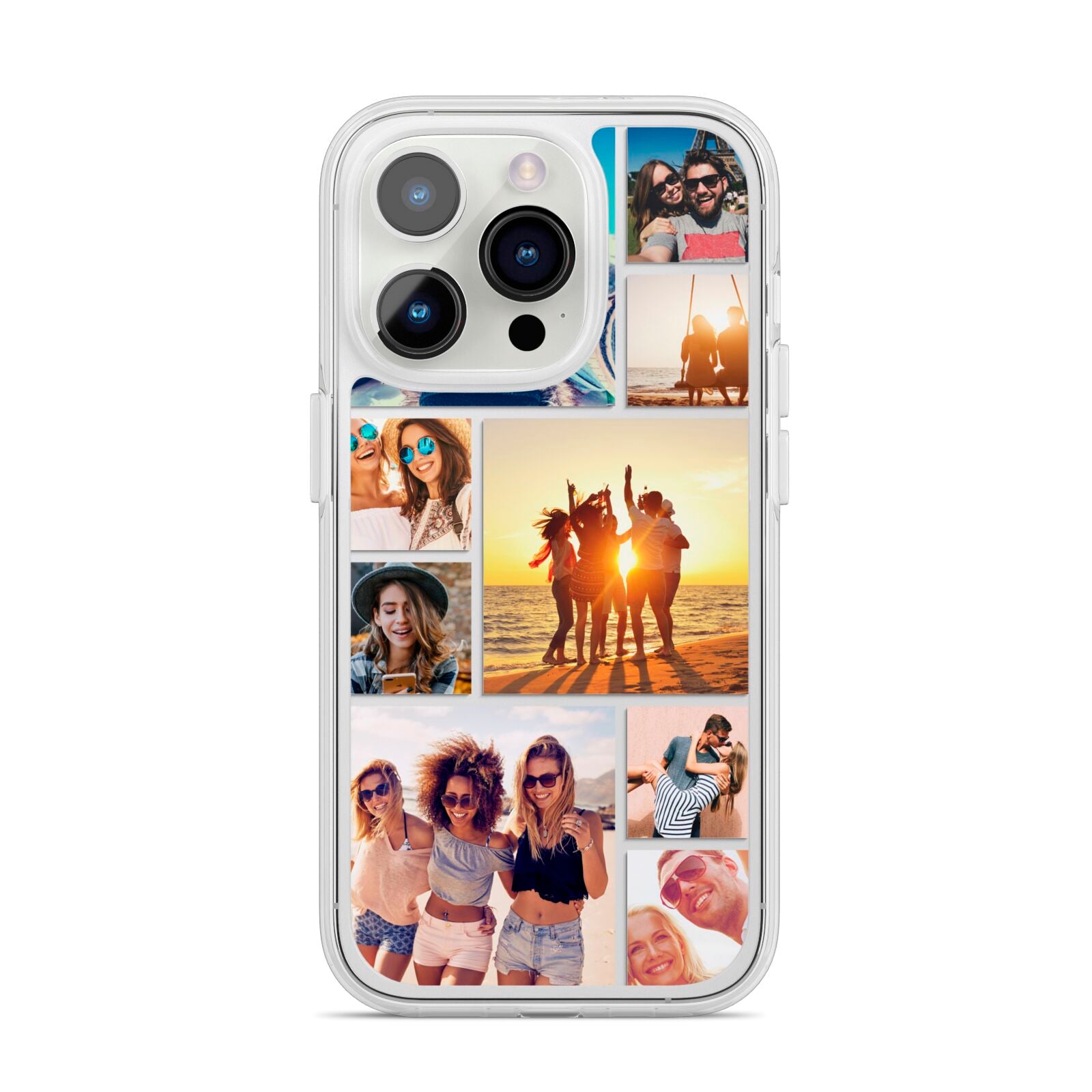Abstract Photo Collage Upload iPhone 14 Pro Clear Tough Case Silver