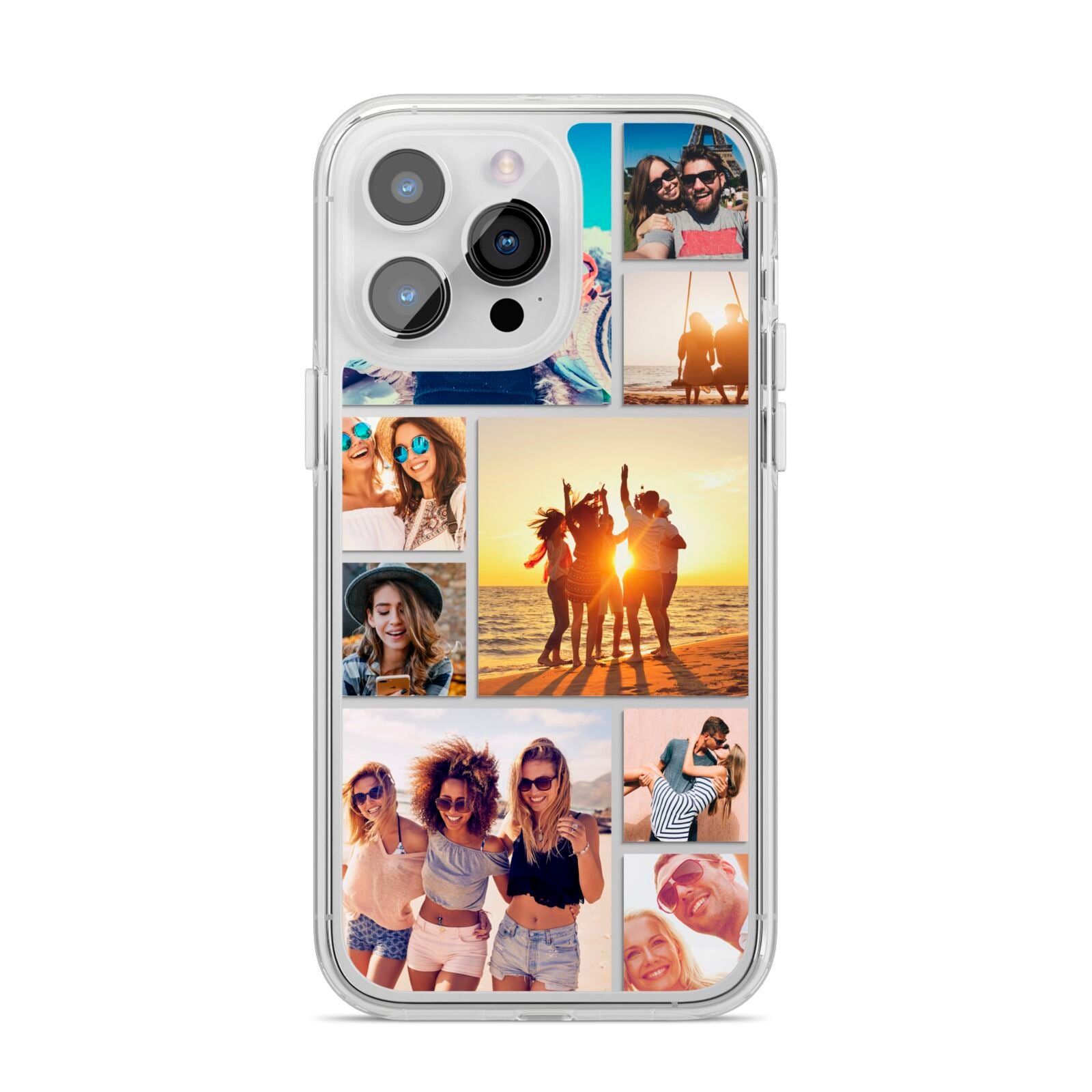 Abstract Photo Collage Upload iPhone 14 Pro Max Clear Tough Case Silver